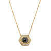 18ct Yellow Gold 1.08ct Black Diamond Halo Pendant - Necklace - Walker & Hall