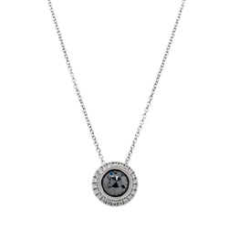 18ct White Gold 1.08ct Black Diamond Halo Pendant - Necklace - Walker & Hall