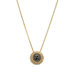18ct Yellow Gold 1.06ct Black Diamond Halo Pendant - Necklace - Walker & Hall