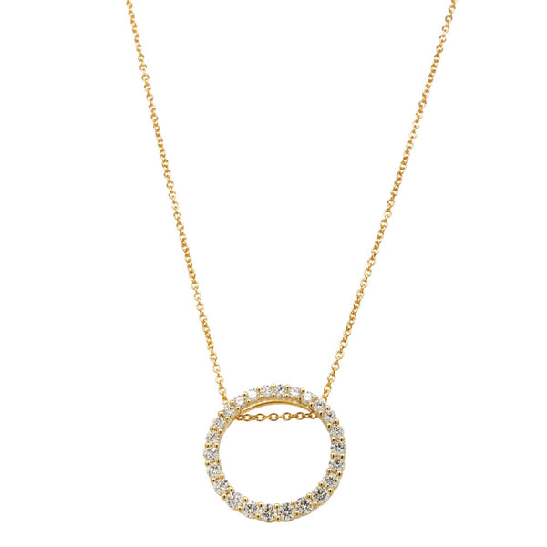18ct Yellow Gold .89ct Diamond Circle Pendant - Necklace - Walker & Hall