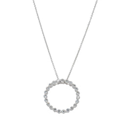 18ct White Gold 1.03ct Diamond Circle Pendant - Necklace - Walker & Hall