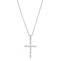 18ct White Gold Diamond Cross Pendant - Necklace - Walker & Hall
