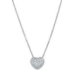 18ct White Gold Diamond Corazon Pendant - Necklace - Walker & Hall