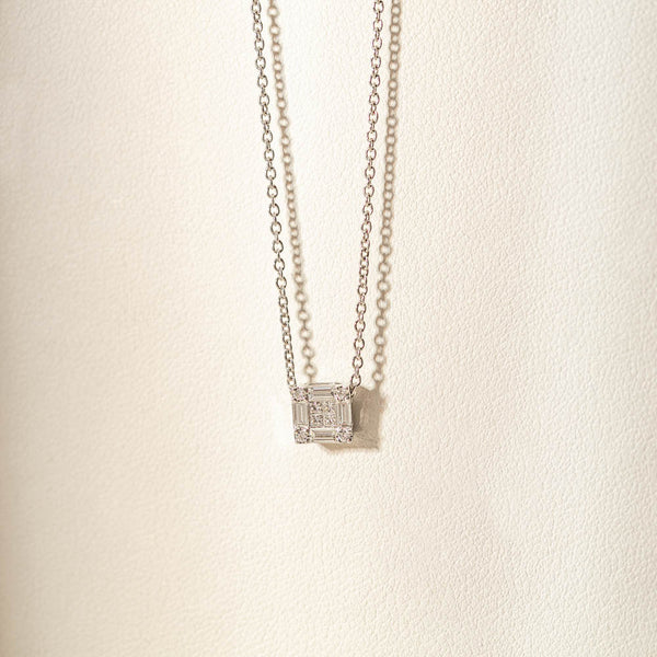 18ct White Gold Diamond Quattro Pendant - Necklace - Walker & Hall