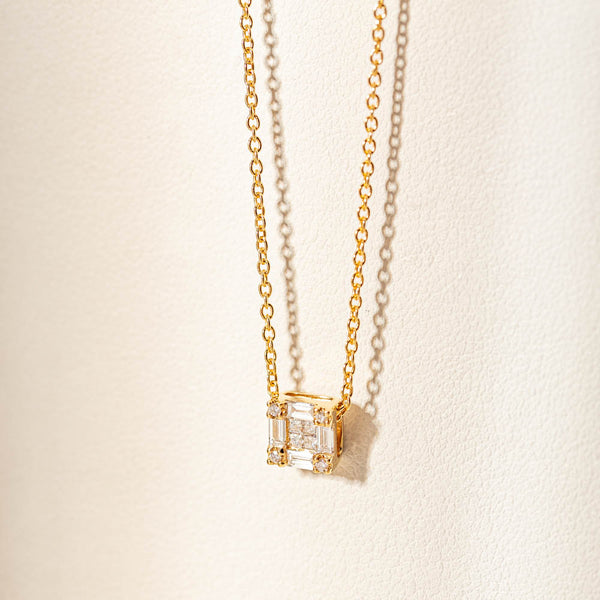 18ct Yellow Gold Diamond Quattro Pendant - Necklace - Walker & Hall
