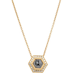 18ct Yellow Gold 1.01ct Black Diamond Halo Pendant - Necklace - Walker & Hall