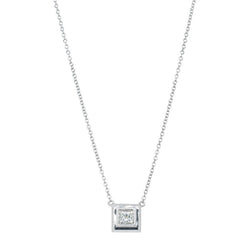 18ct White Gold .50ct Princess Cut Diamond Necklace - Necklace - Walker & Hall