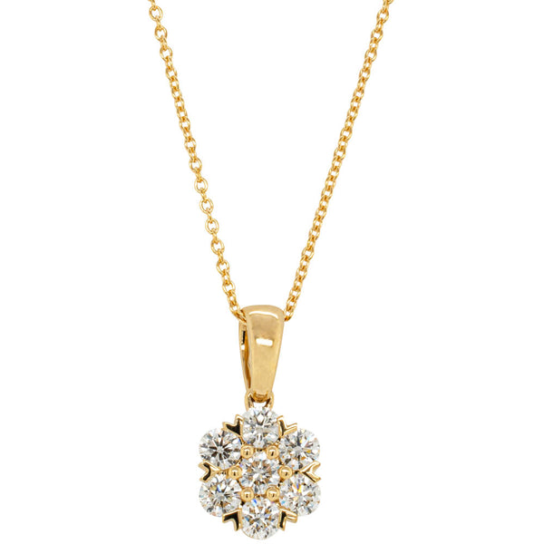 18ct Yellow Gold 1.20ct Diamond Lotus Pendant - Necklace - Walker & Hall