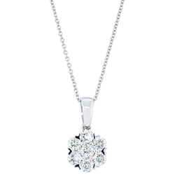 18ct White Gold 1.20ct Diamond Lotus Pendant - Necklace - Walker & Hall