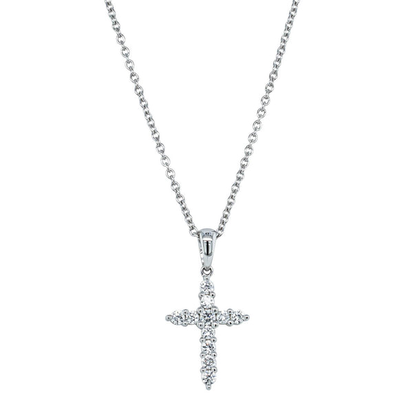 18ct White Gold .20ct Diamond Cross Pendant - Necklace - Walker & Hall