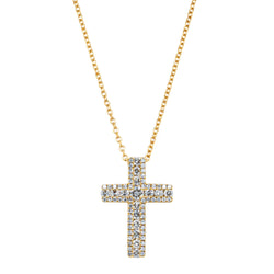 18ct Yellow Gold .58ct Diamond Cross Pendant - Necklace - Walker & Hall
