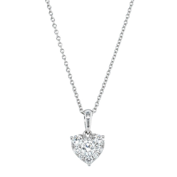 18ct White Gold .62ct Diamond Heart Necklace - Necklace - Walker & Hall