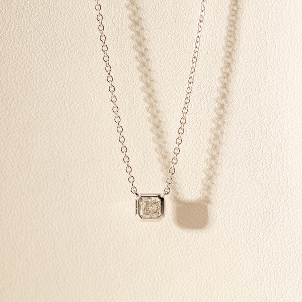 18ct White Gold .46ct Radiant Cut Diamond Natalia Pendant - Necklace - Walker & Hall