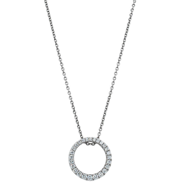 18ct White Gold .36ct Diamond Circle Pendant - Necklace - Walker & Hall