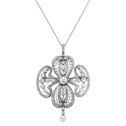Vintage Platinum Diamond & Pearl Pendant/Brooch - Necklace - Walker & Hall