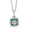 18ct White Gold Diamond & Emerald Necklace - Walker & Hall