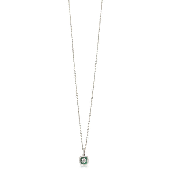 18ct White Gold Diamond & Emerald Necklace - Walker & Hall