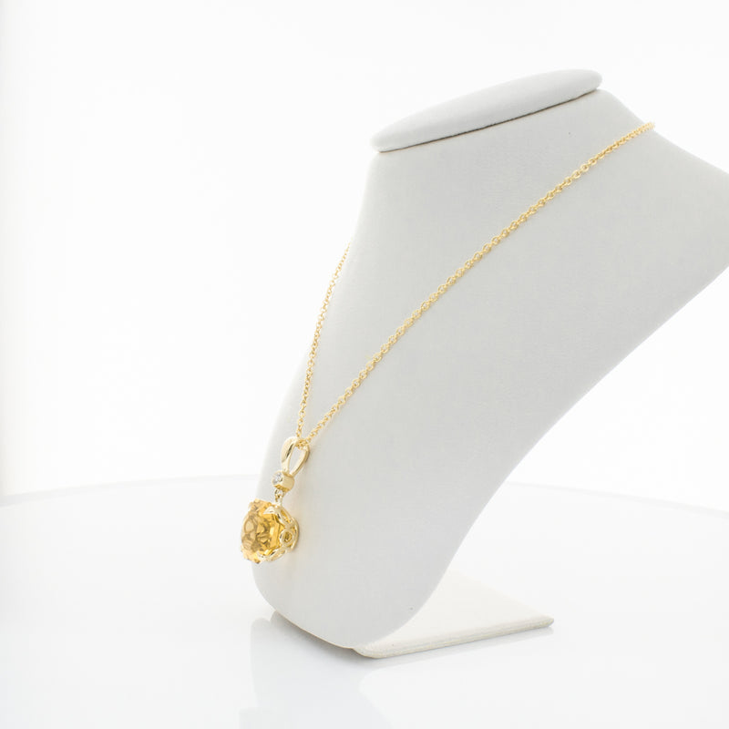 18ct Yellow Gold Citrine & Diamond Octavia Pendant-Necklace-Walker & Hall