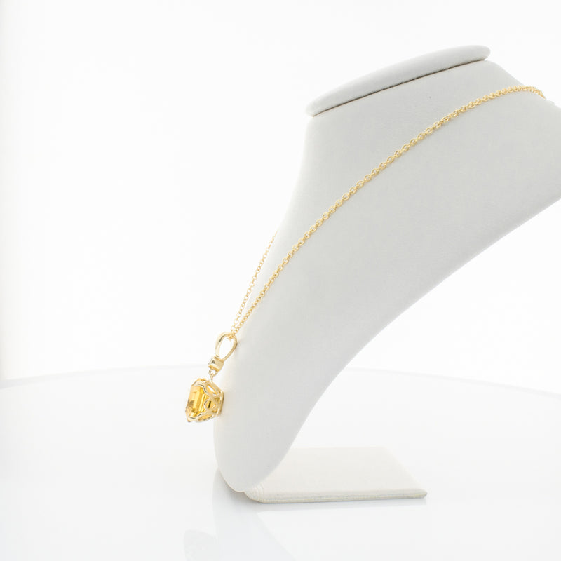 18ct Yellow Gold Citrine & Diamond Octavia Pendant-Necklace-Walker & Hall