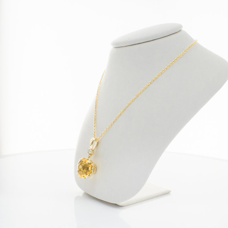 18ct Yellow Gold Citrine & Diamond Octavia Pendant-Necklace-Walker & Hall