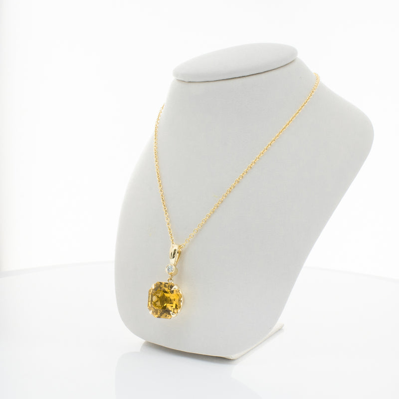 18ct Yellow Gold Citrine & Diamond Octavia Pendant-Necklace-Walker & Hall