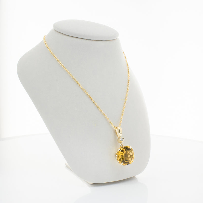 18ct Yellow Gold Citrine & Diamond Octavia Pendant-Necklace-Walker & Hall
