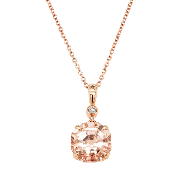 18ct Rose Gold Morganite & Diamond Octavia Pendant - Necklace - Walker & Hall