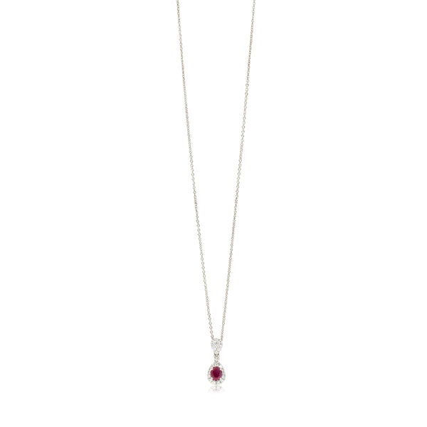 18ct White Gold .70ct Ruby & Diamond Necklace - Walker & Hall