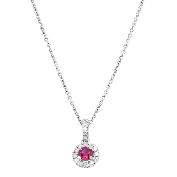 18ct White Gold .31ct Ruby & Diamond Necklace - Necklace - Walker & Hall