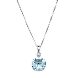 18ct White Gold Aquamarine & Diamond Octavia Pendant - Necklace - Walker & Hall