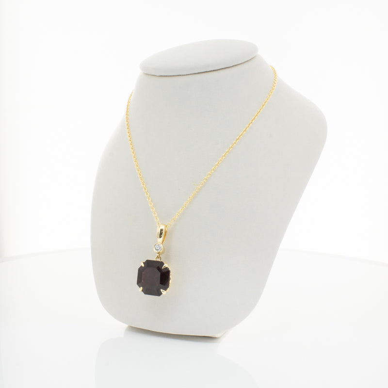 18ct Yellow Gold Garnet & Diamond Octavia Pendant-Necklace-Walker & Hall