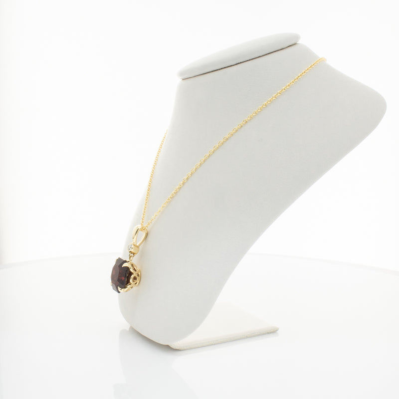 18ct Yellow Gold Garnet & Diamond Octavia Pendant-Necklace-Walker & Hall