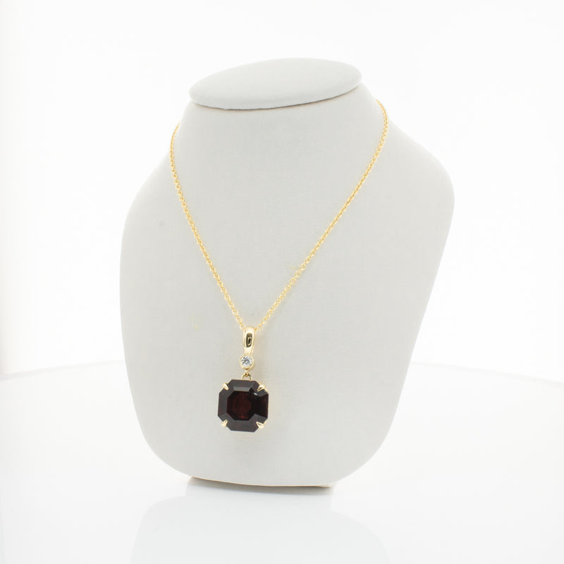 18ct Yellow Gold Garnet & Diamond Octavia Pendant-Necklace-Walker & Hall