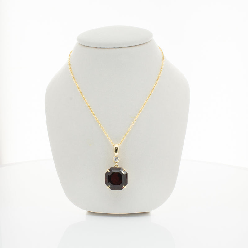 18ct Yellow Gold Garnet & Diamond Octavia Pendant-Necklace-Walker & Hall