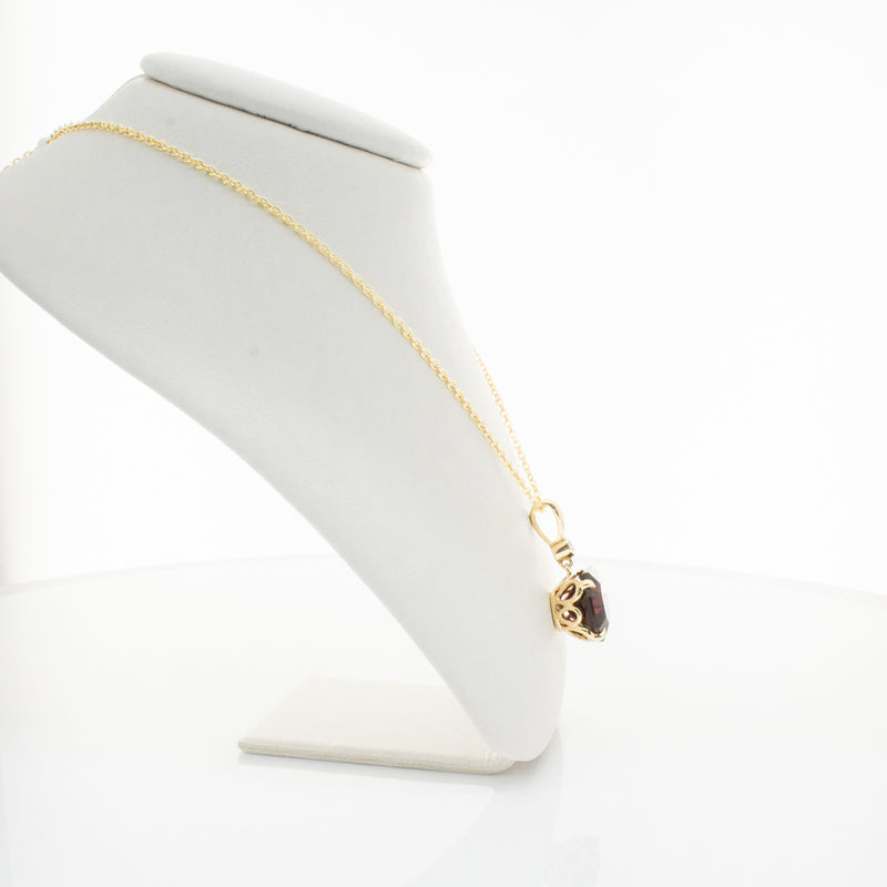 18ct Yellow Gold Garnet & Diamond Octavia Pendant-Necklace-Walker & Hall