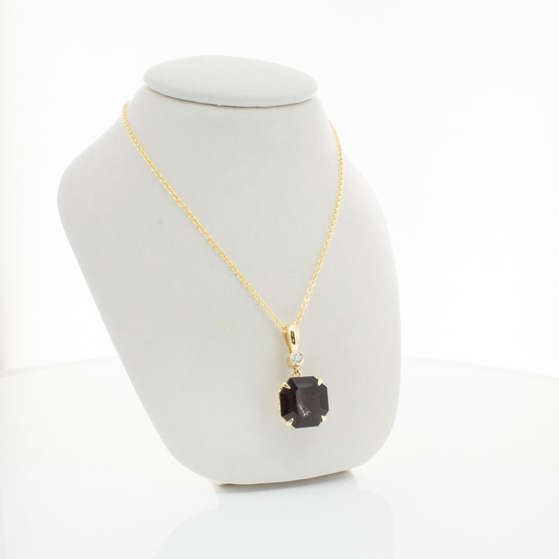 18ct Yellow Gold Garnet & Diamond Octavia Pendant-Necklace-Walker & Hall