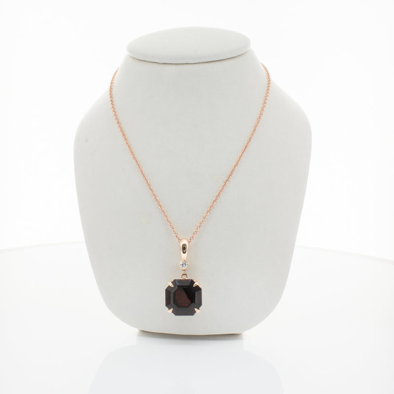 18ct Rose Gold Garnet & Diamond Octavia Pendant-Necklace-Walker & Hall