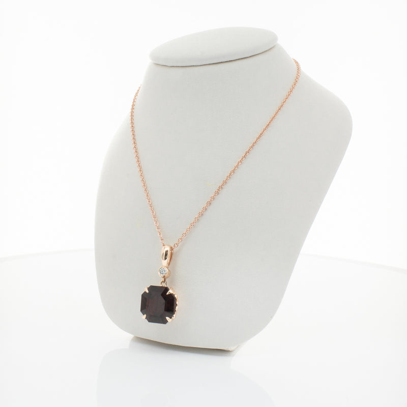 18ct Rose Gold Garnet & Diamond Octavia Pendant-Necklace-Walker & Hall