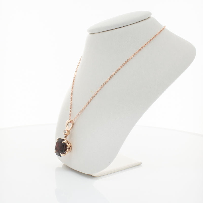 18ct Rose Gold Garnet & Diamond Octavia Pendant-Necklace-Walker & Hall