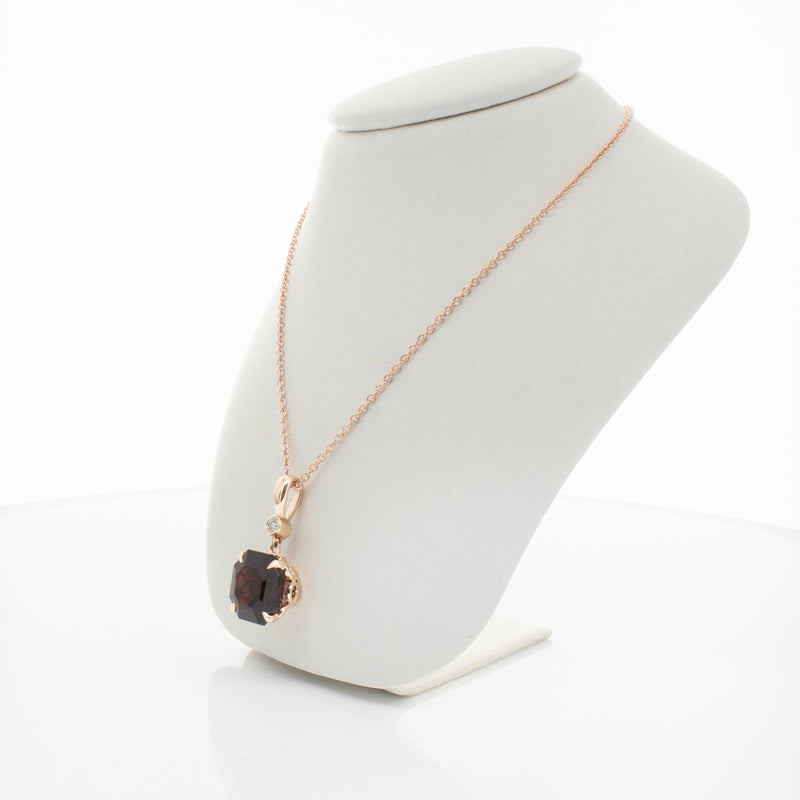 18ct Rose Gold Garnet & Diamond Octavia Pendant-Necklace-Walker & Hall