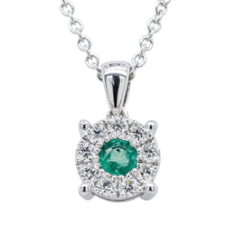 9ct White Gold Emerald & Diamond Galaxy Pendant - Necklace - Walker & Hall