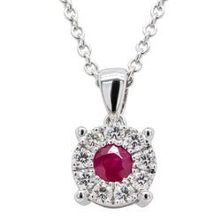 9ct White Gold Ruby & Diamond Galaxy Pendant - Necklace - Walker & Hall