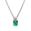 18ct White Gold 1.01ct Emerald & Diamond Pendant - Walker & Hall