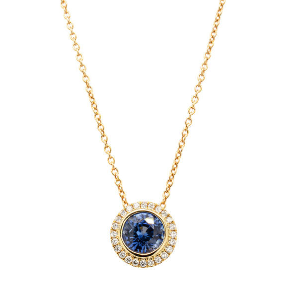 18ct Yellow Gold 1.38ct Sapphire & Diamond Isla Pendant - Necklace - Walker & Hall