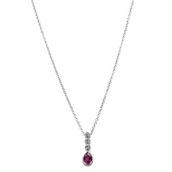 18ct White Gold .29ct Ruby & Diamond Pendant - Necklace - Walker & Hall