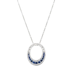 18ct White Gold .60ct Sapphire & Diamond Pendant - Necklace - Walker & Hall