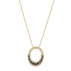 18ct Yellow Gold .56ct Sapphire & Diamond Pendant - Necklace - Walker & Hall