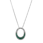 18ct White Gold .39ct Emerald & Diamond Pendant - Necklace - Walker & Hall