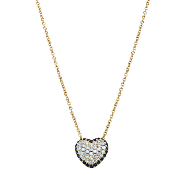 18ct Yellow Gold Sapphire & Diamond Corazon Pendant - Necklace - Walker & Hall
