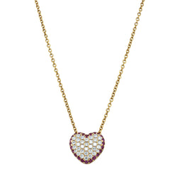 18ct Yellow Gold Ruby & Diamond Corazon Pendant - Necklace - Walker & Hall